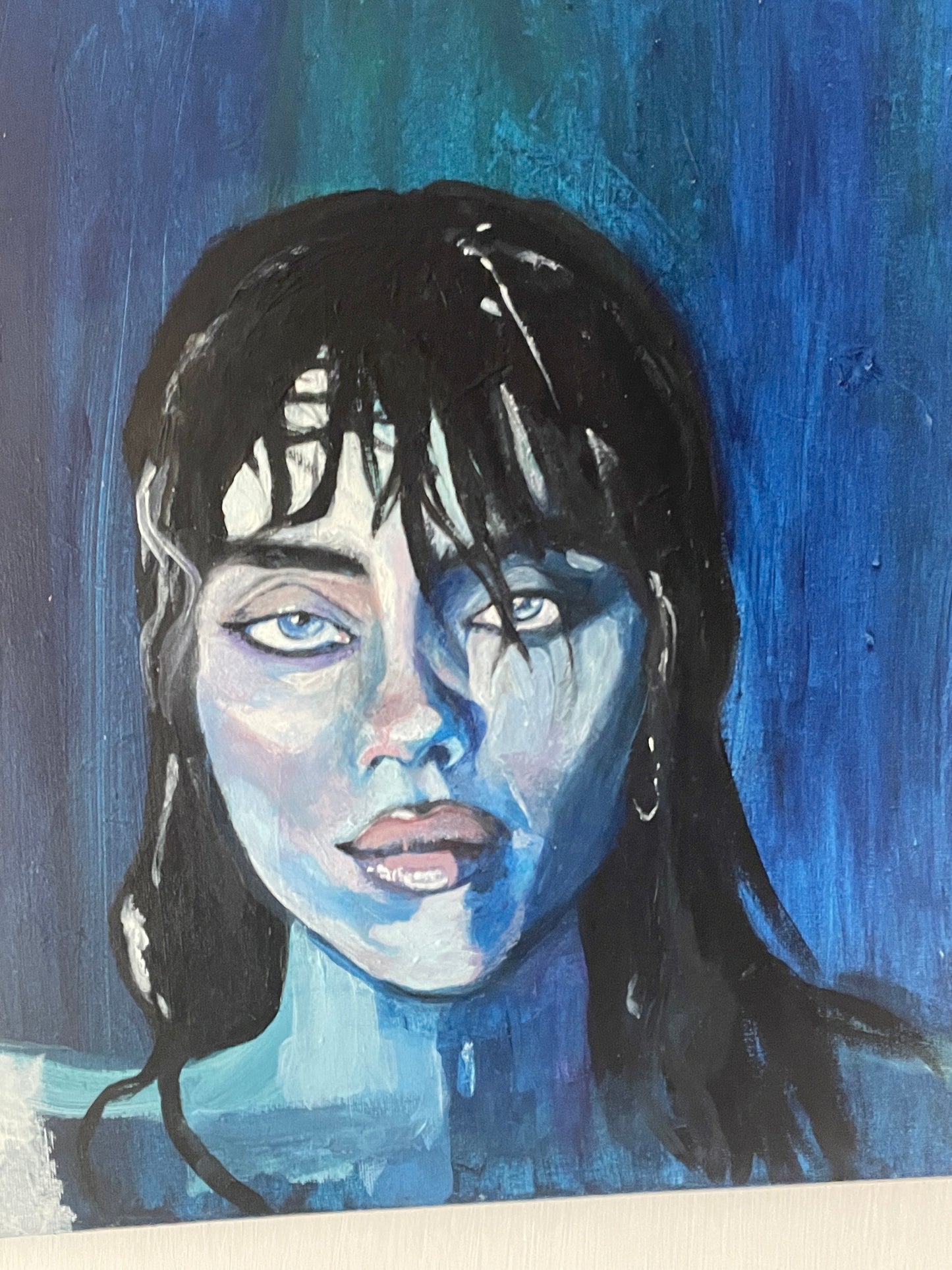 billie eilish blue acrylic painting