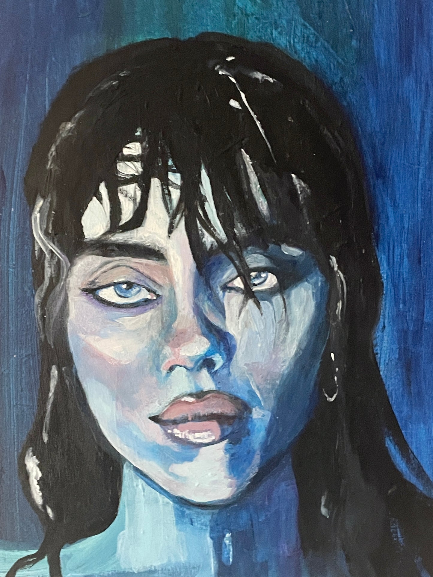 billie eilish blue acrylic painting