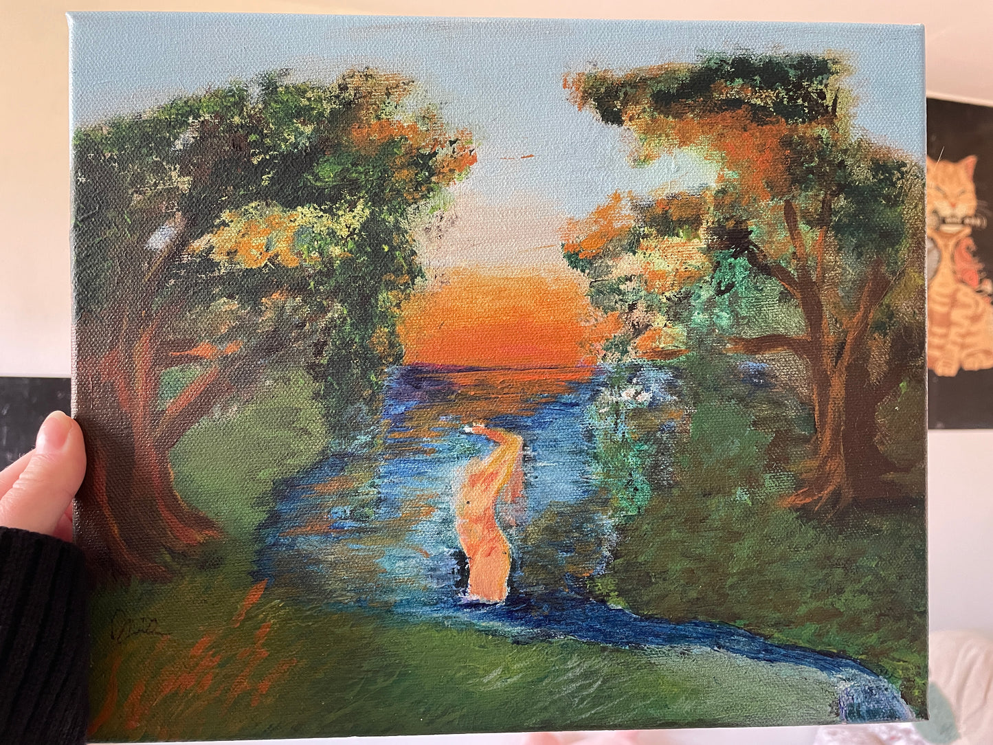 sunset bath painting