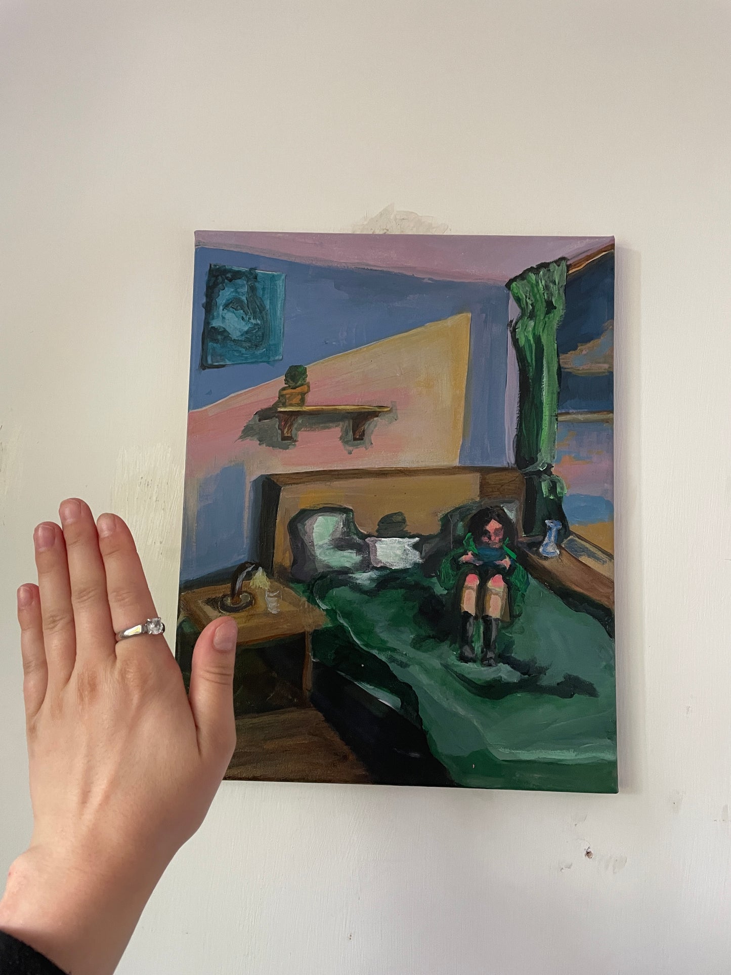 girl in bedroom acrylic painting on canvas