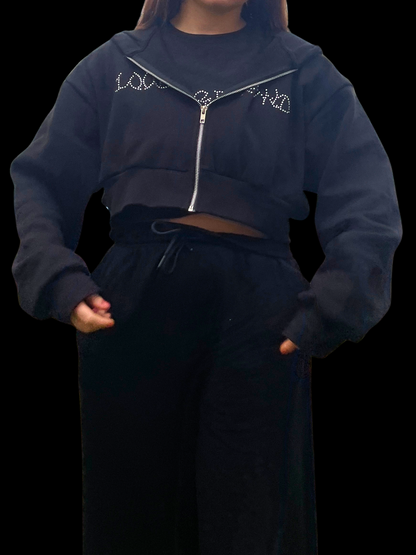 Cropped Signature Zip-up Hoodie