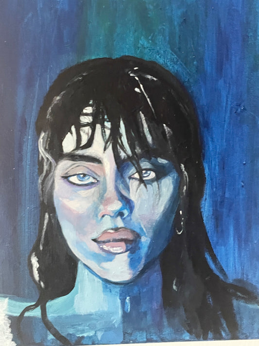 billie eilish blue acrylic painting