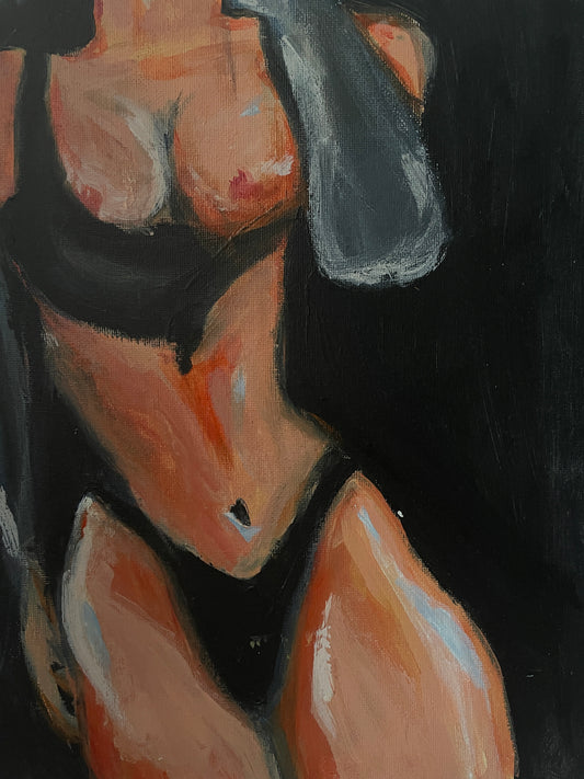 female body painting acrylic on canvas