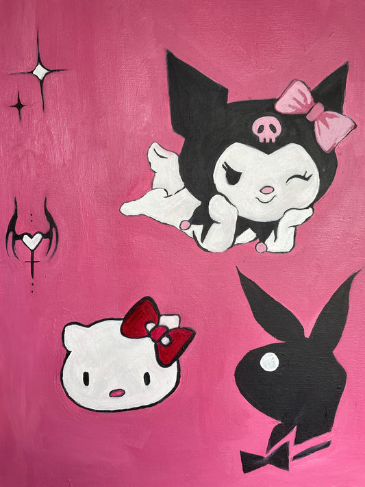 sanrio x playboy pink y2k wall art