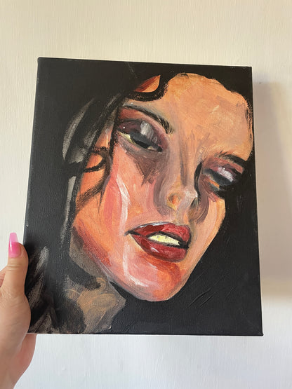 sad girl with diamantes painting