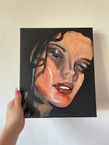 sad girl with diamantes painting